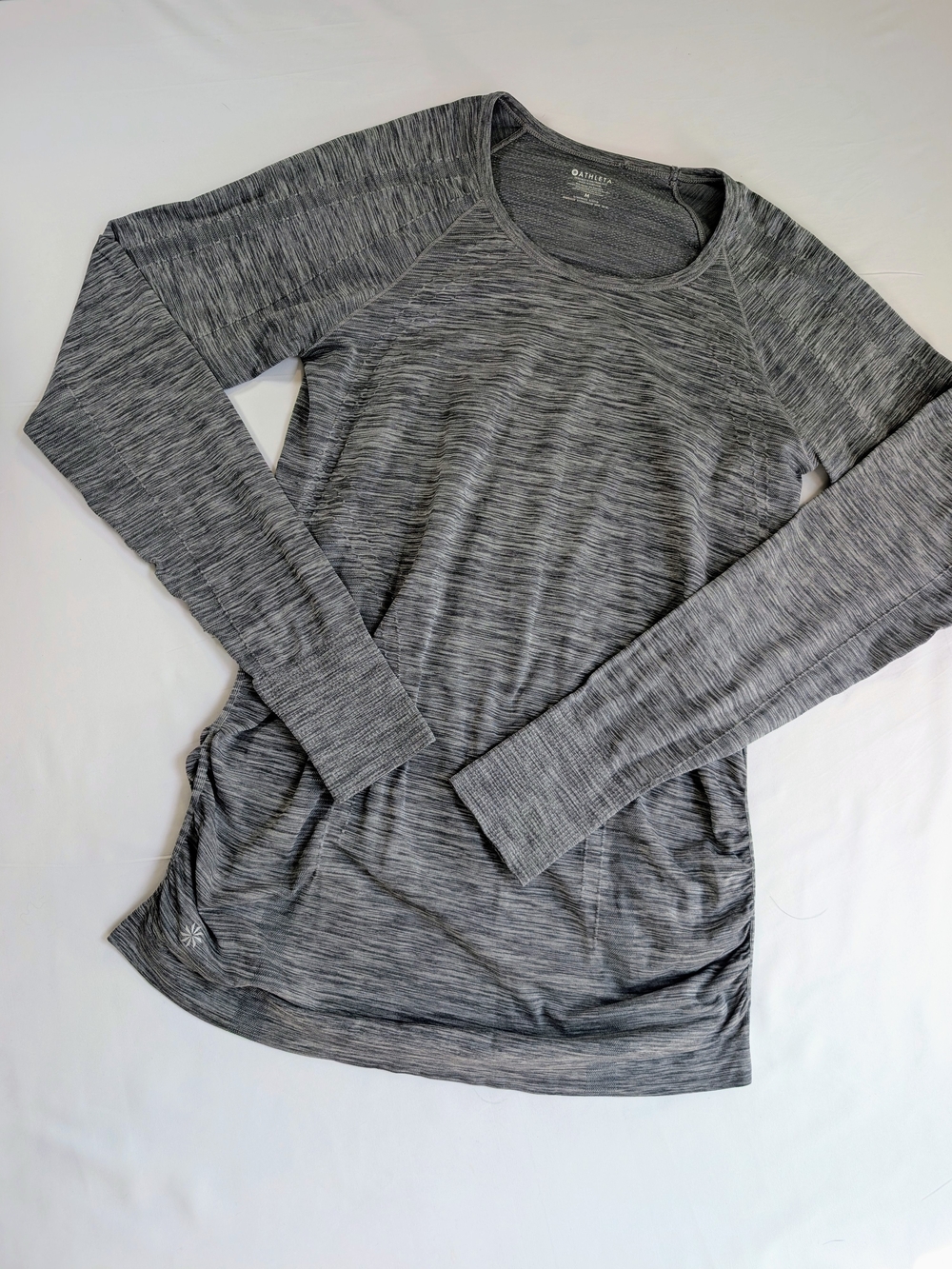 Athleta Long-Sleeve Heathered Gray Performance Top